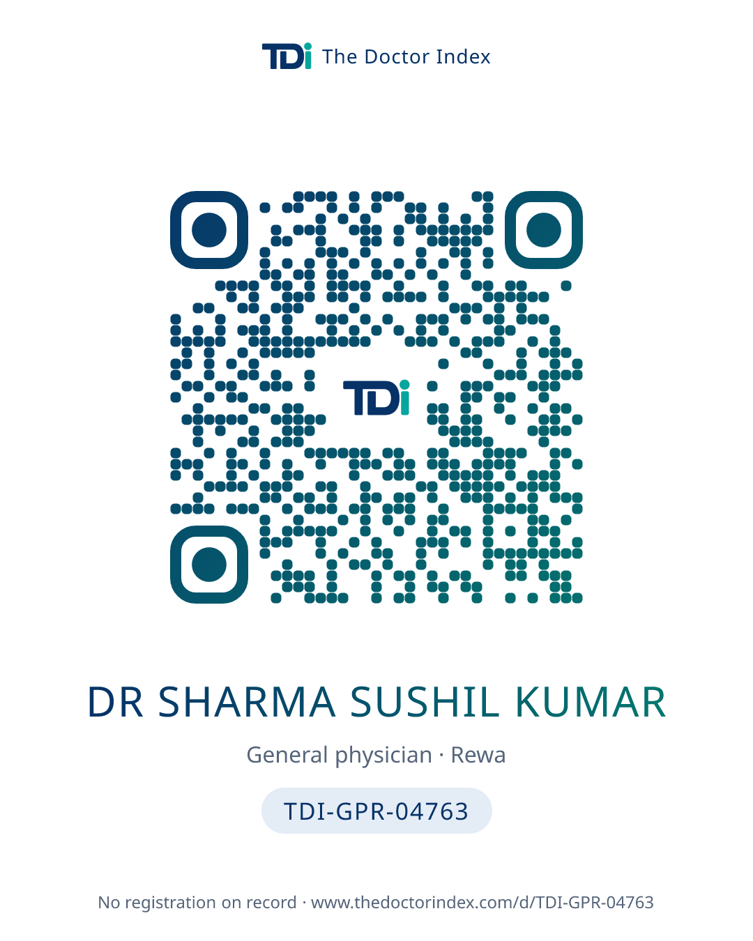 QR card for Dr Sharma Sushil Kumar, TDI-GPR-04763