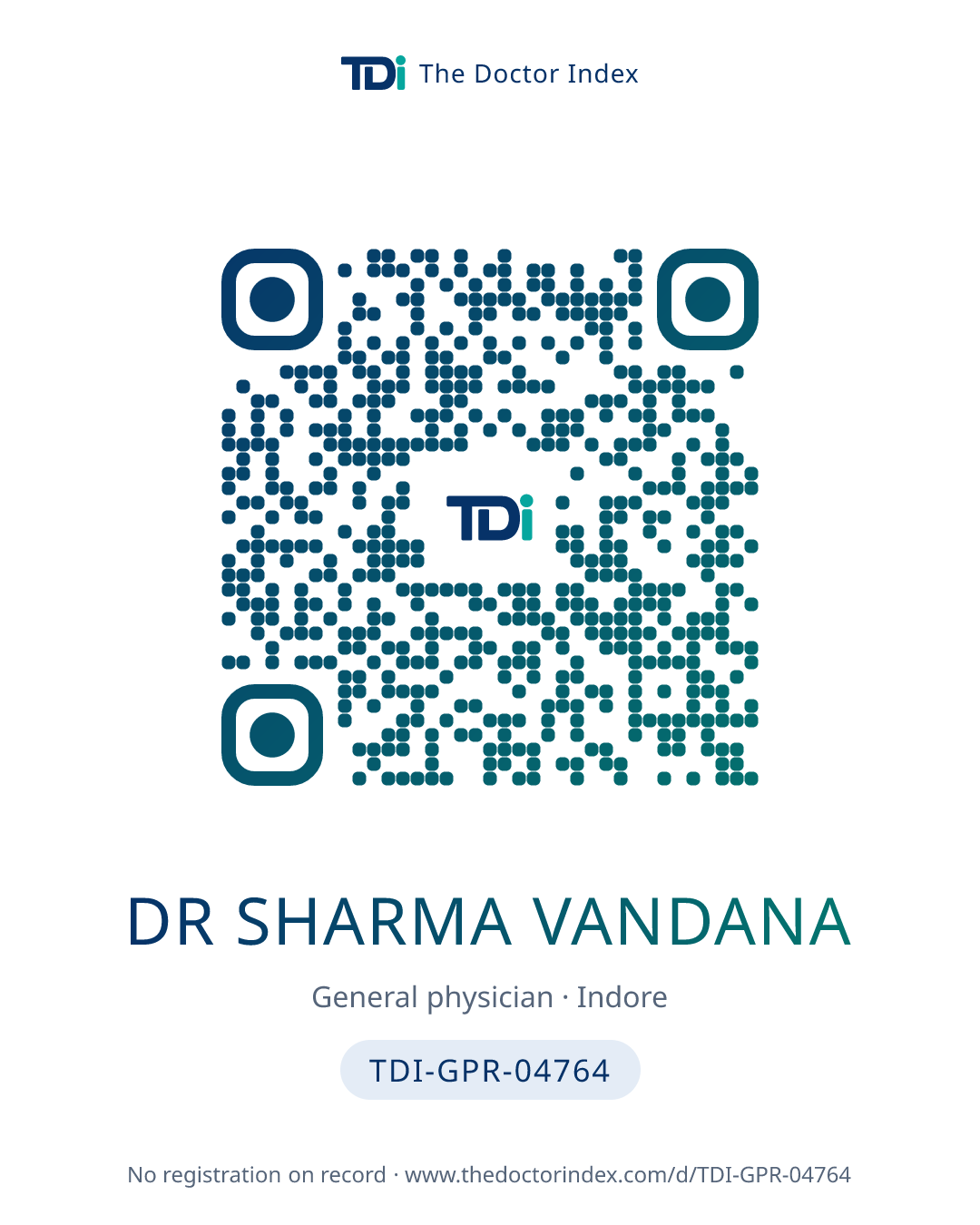 QR card for Dr Sharma Vandana, TDI-GPR-04764