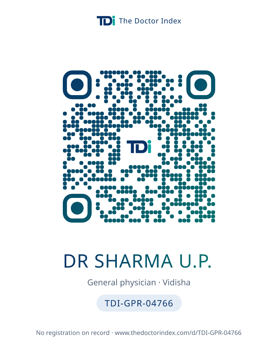 QR card for Dr Sharma U.P., TDI-GPR-04766