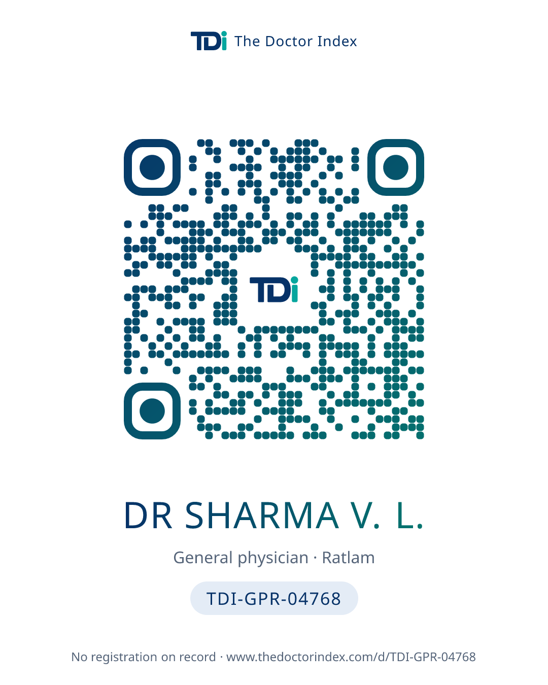 QR card for Dr Sharma V. L., TDI-GPR-04768