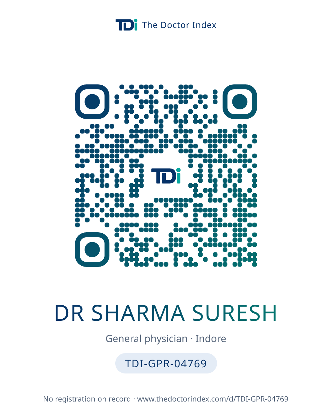 QR card for Dr Sharma Suresh, TDI-GPR-04769