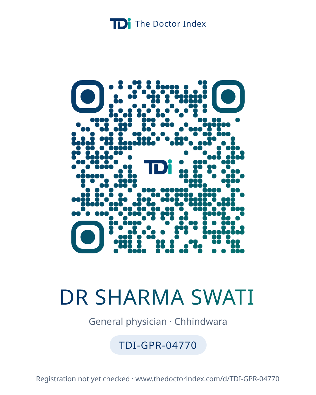 QR card for Dr Sharma Swati, TDI-GPR-04770