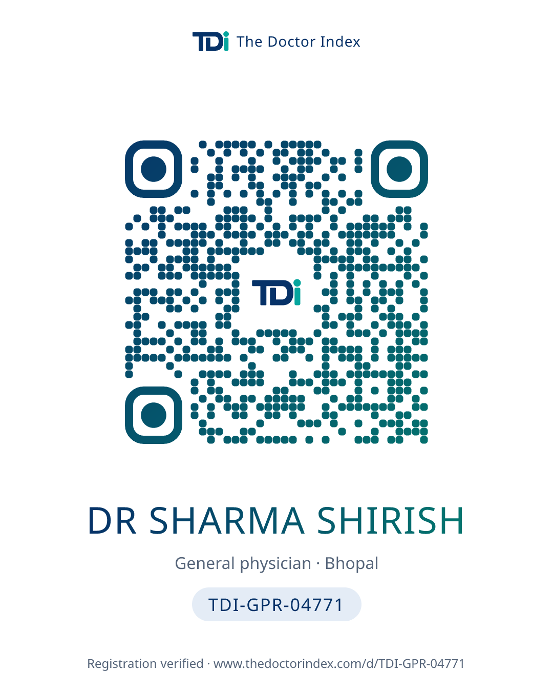 QR card for Dr Sharma Shirish, TDI-GPR-04771
