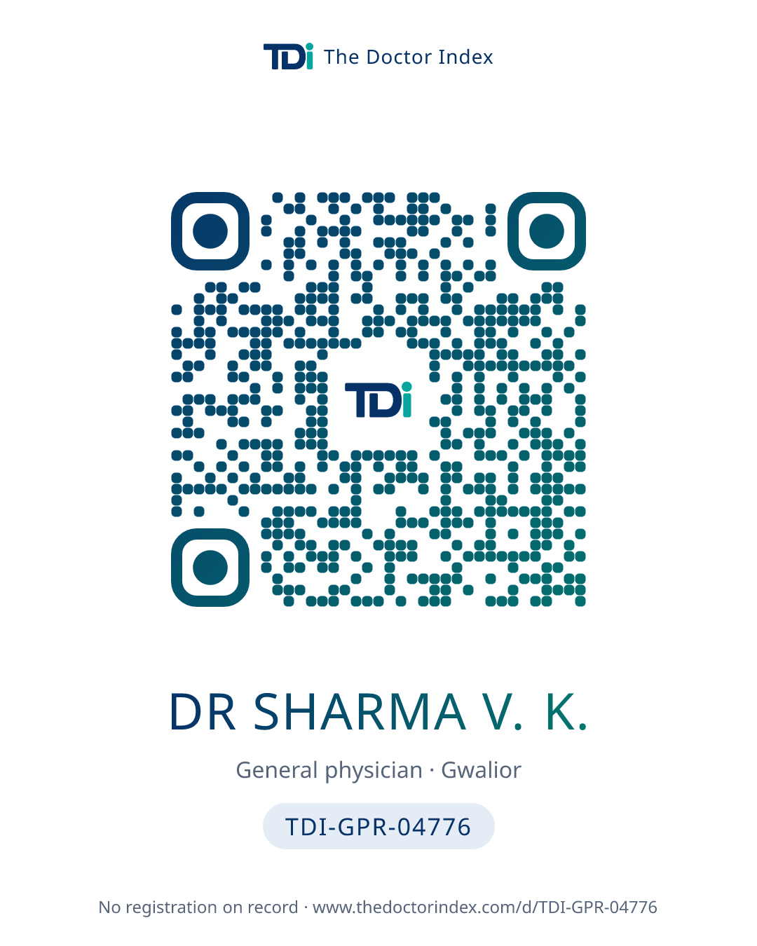 QR card for Dr Sharma V. K., TDI-GPR-04776