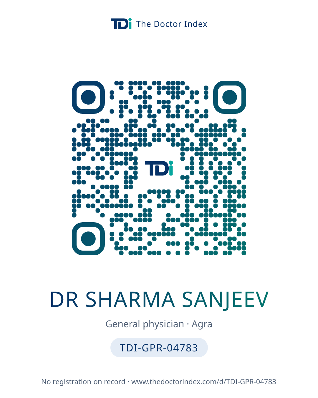 QR card for Dr Sharma Sanjeev, TDI-GPR-04783