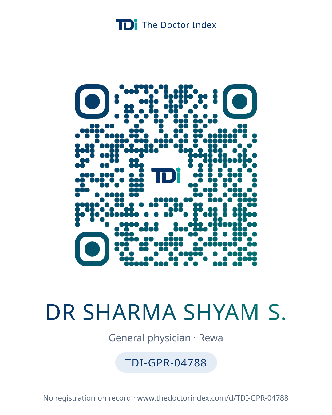 QR card for Dr Sharma Shyam S., TDI-GPR-04788