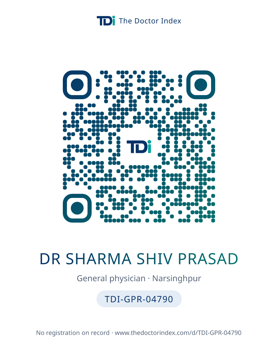 QR card for Dr Sharma Shiv Prasad, TDI-GPR-04790