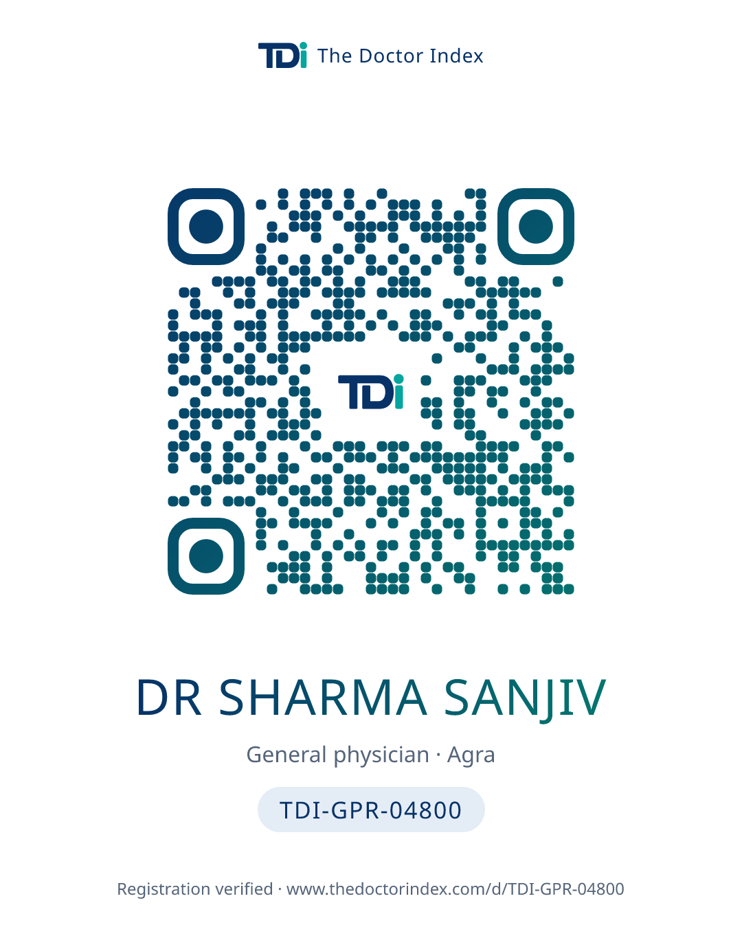 QR card for Dr Sharma Sanjiv, TDI-GPR-04800