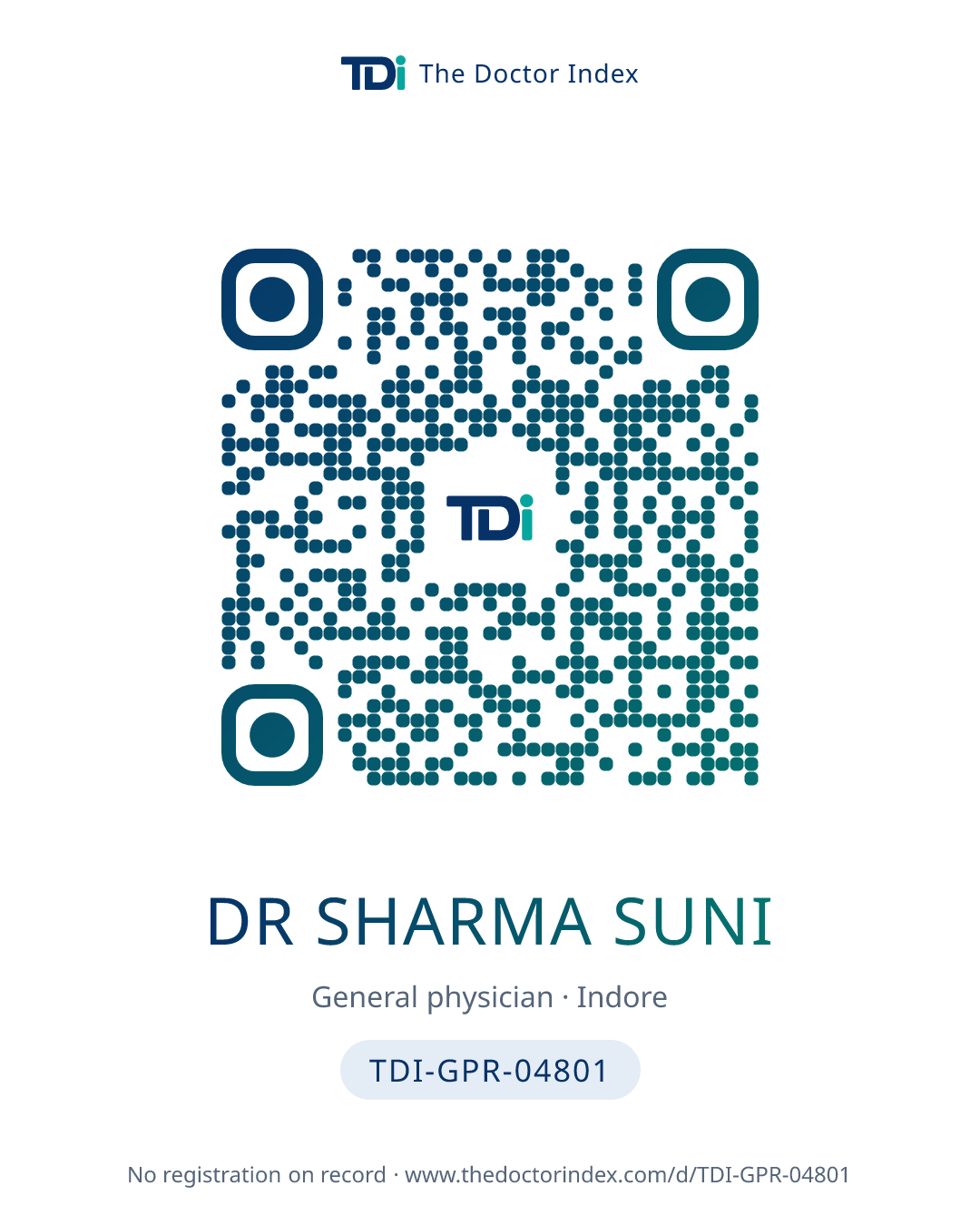 QR card for Dr Sharma Suni, TDI-GPR-04801