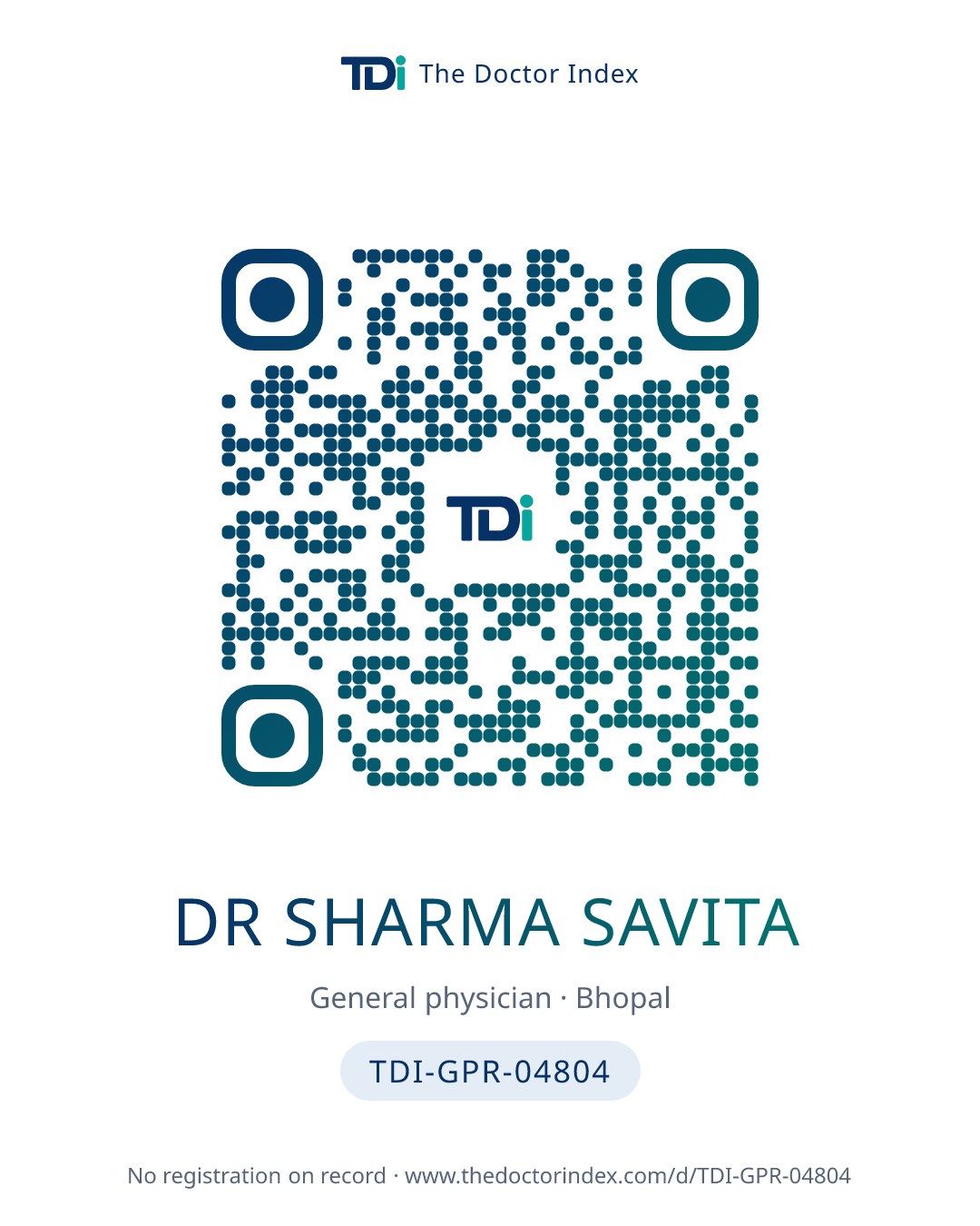 QR card for Dr Sharma Savita, TDI-GPR-04804