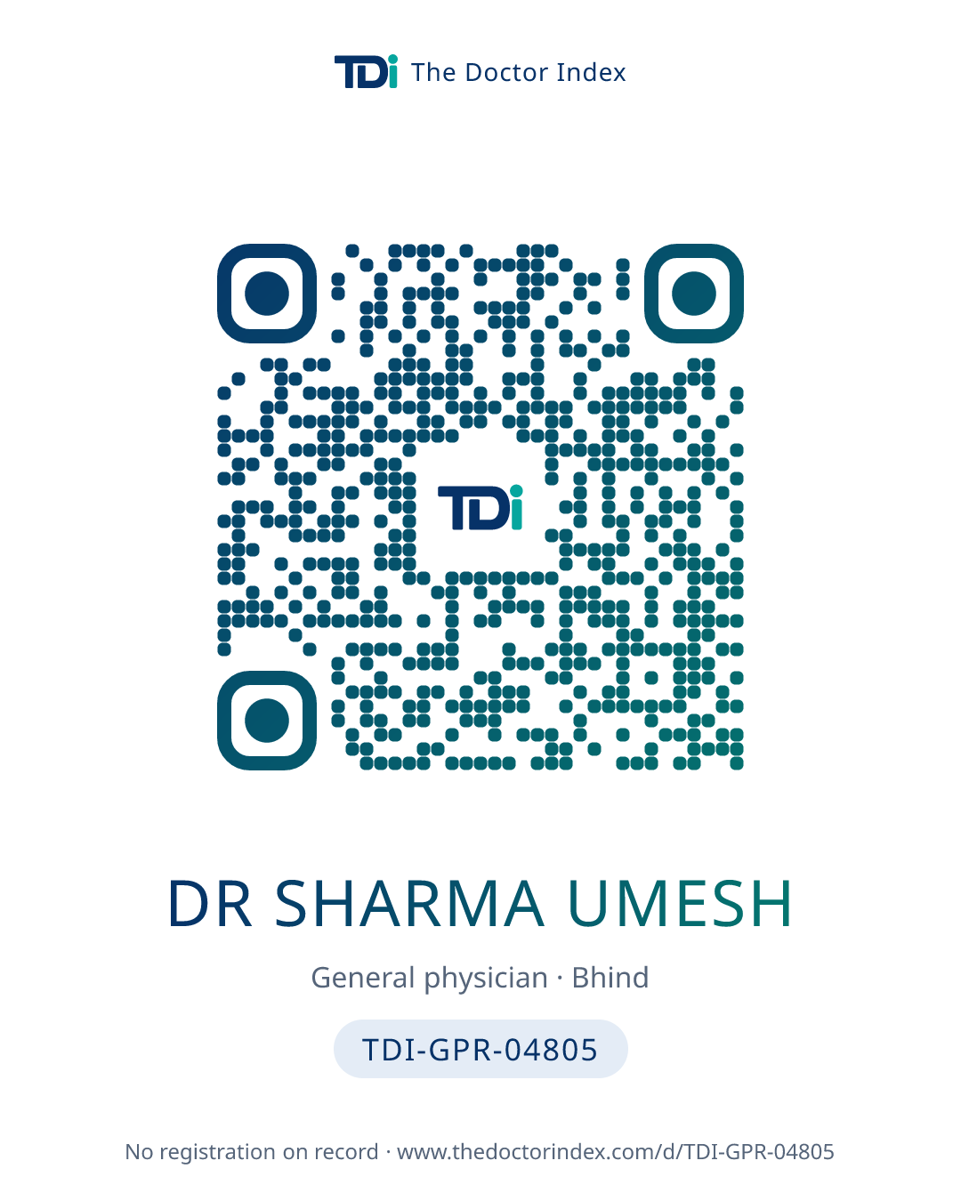 QR card for Dr Sharma Umesh, TDI-GPR-04805