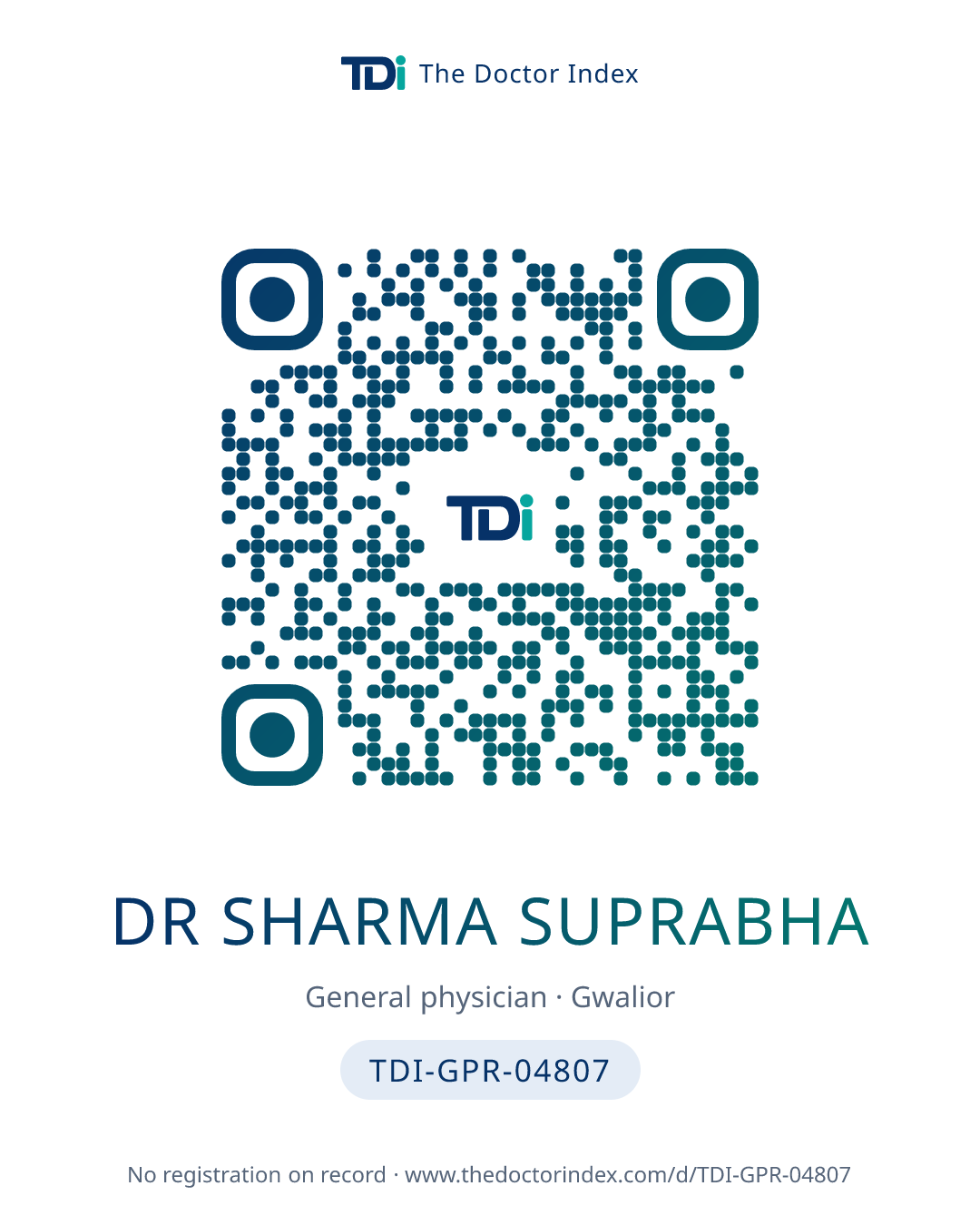 QR card for Dr Sharma Suprabha, TDI-GPR-04807