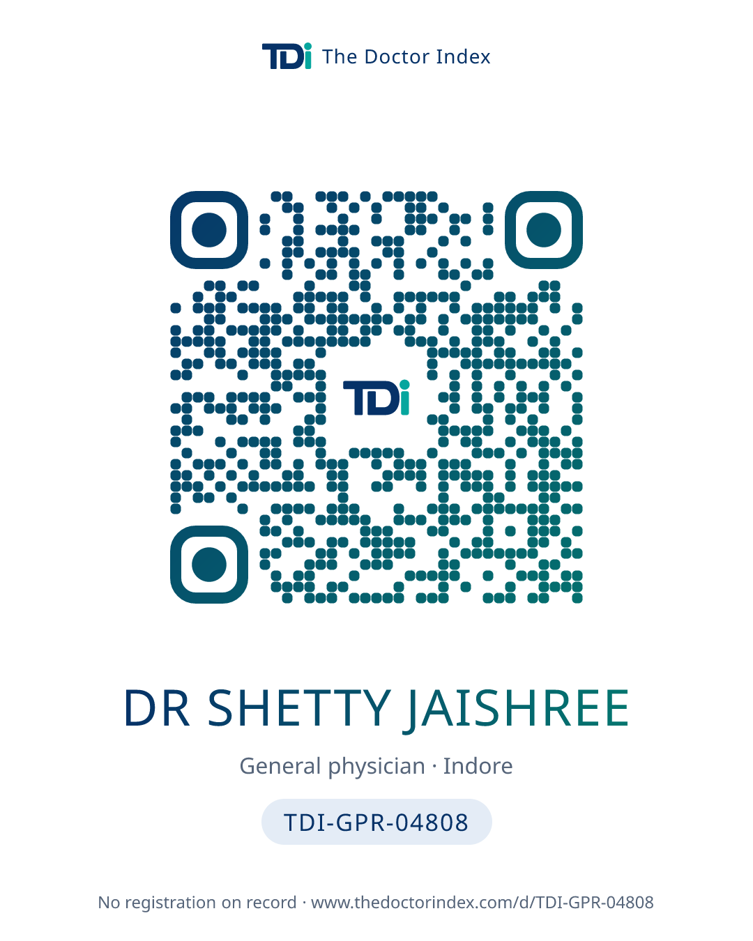 QR card for Dr Shetty Jaishree, TDI-GPR-04808