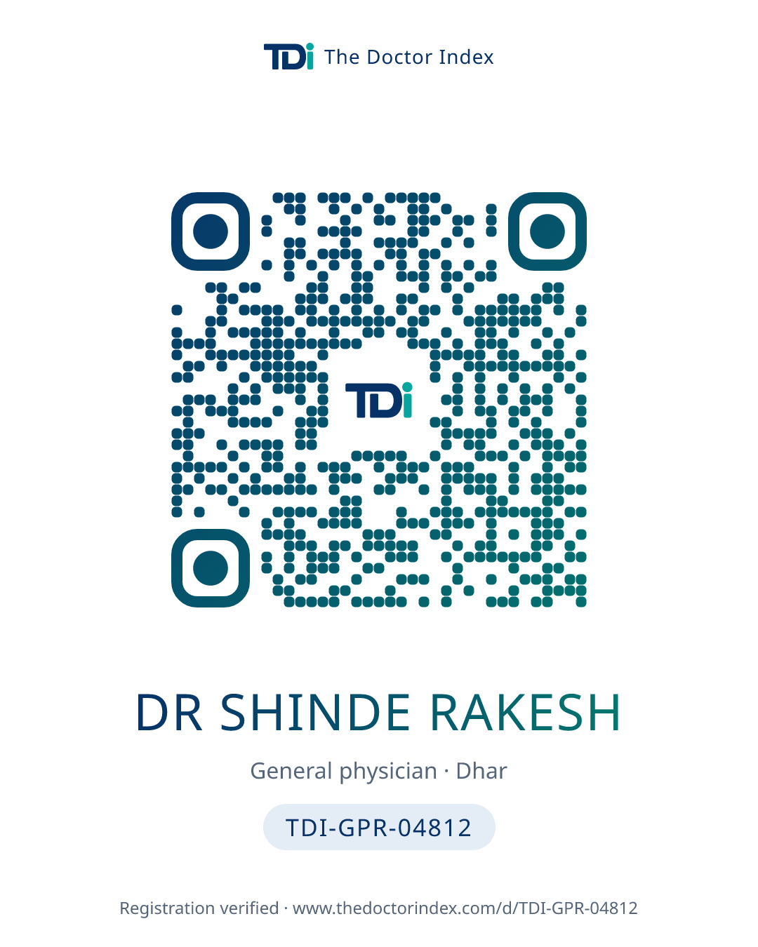 QR card for Dr Shinde Rakesh, TDI-GPR-04812