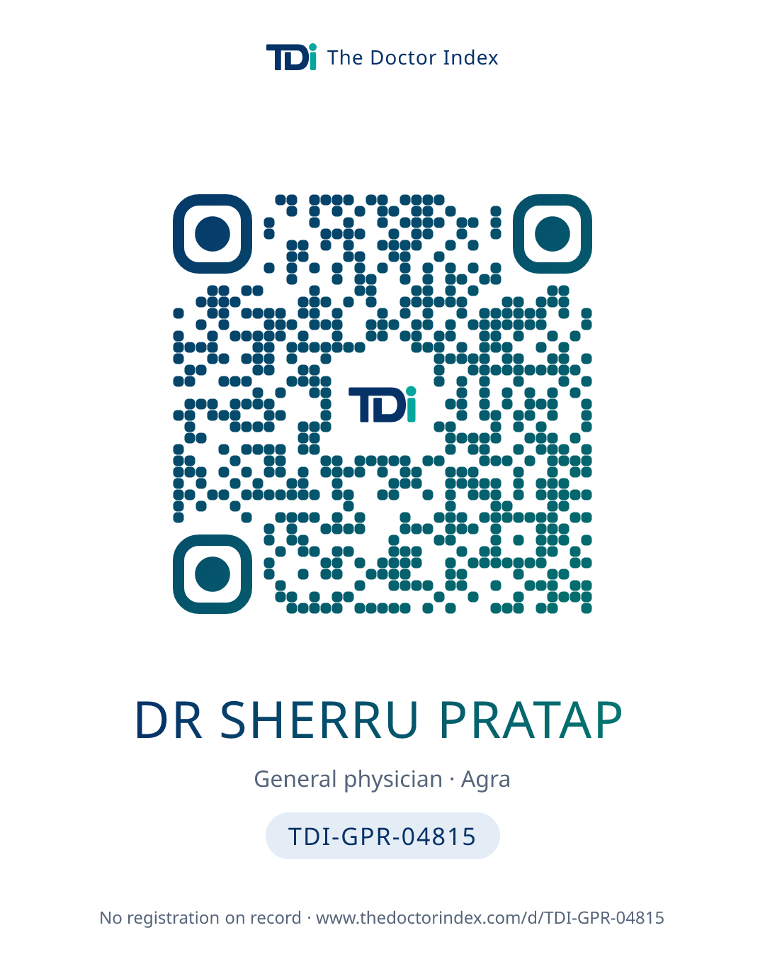 QR card for Dr Sherru Pratap, TDI-GPR-04815
