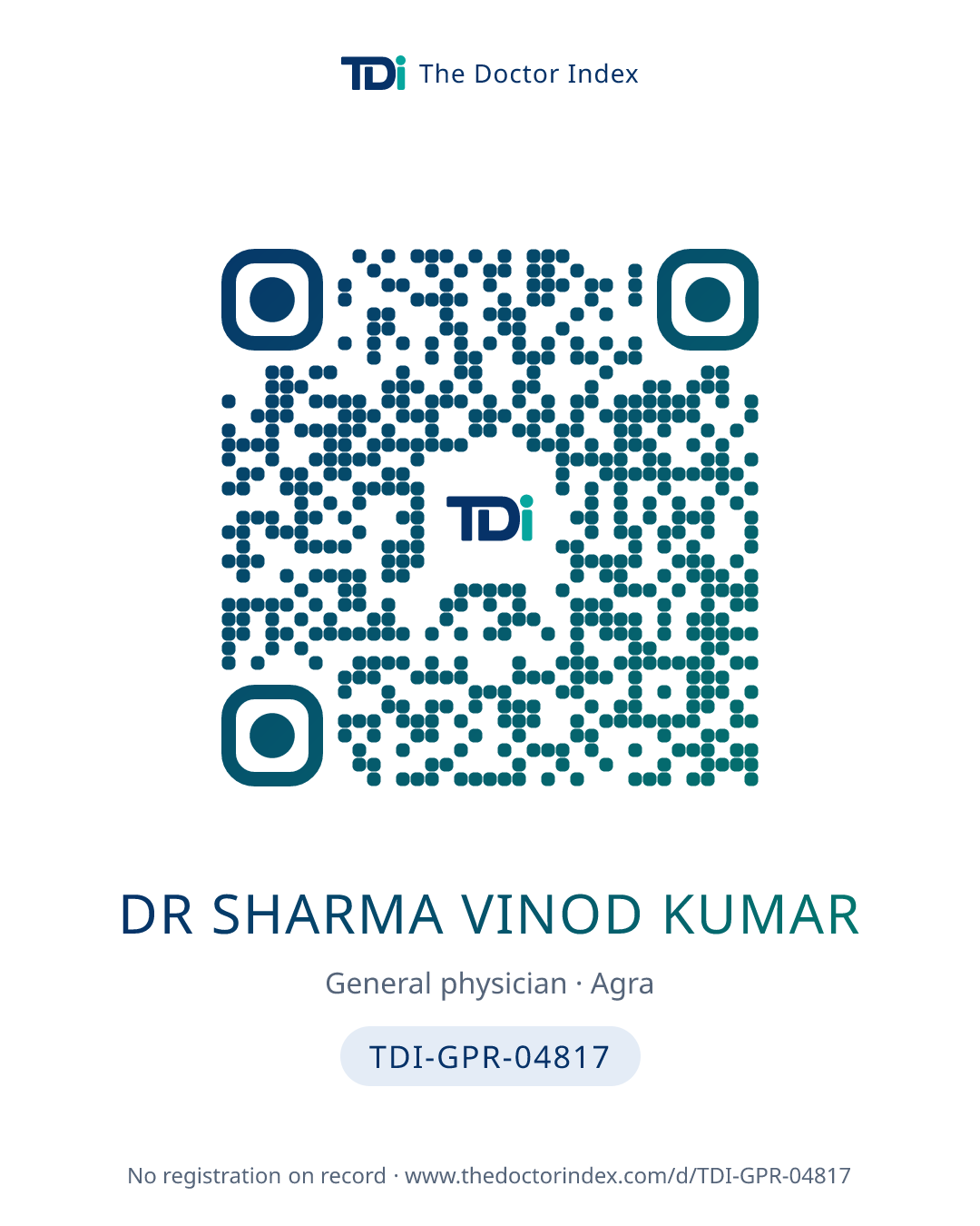QR card for Dr Sharma Vinod Kumar, TDI-GPR-04817