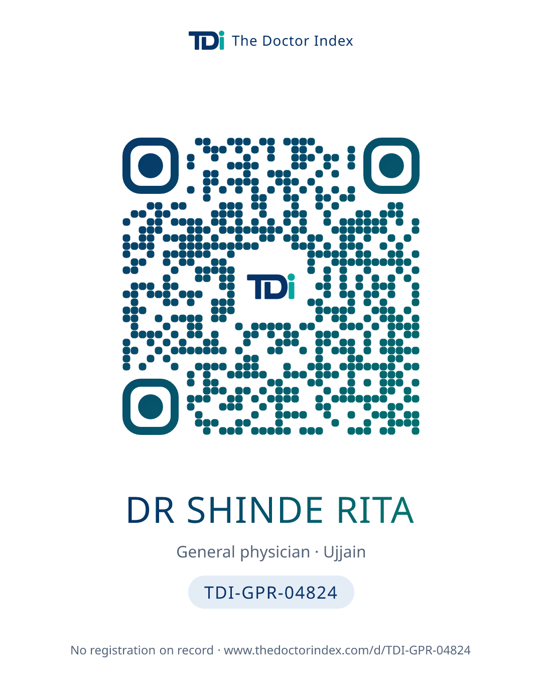 QR card for Dr Shinde Rita, TDI-GPR-04824