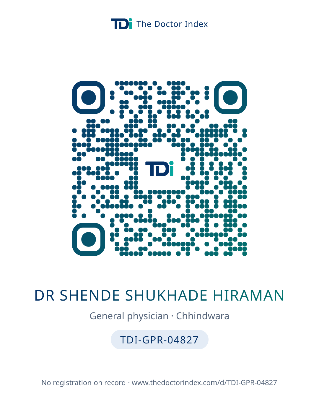 QR card for Dr Shende Shukhade Hiraman, TDI-GPR-04827
