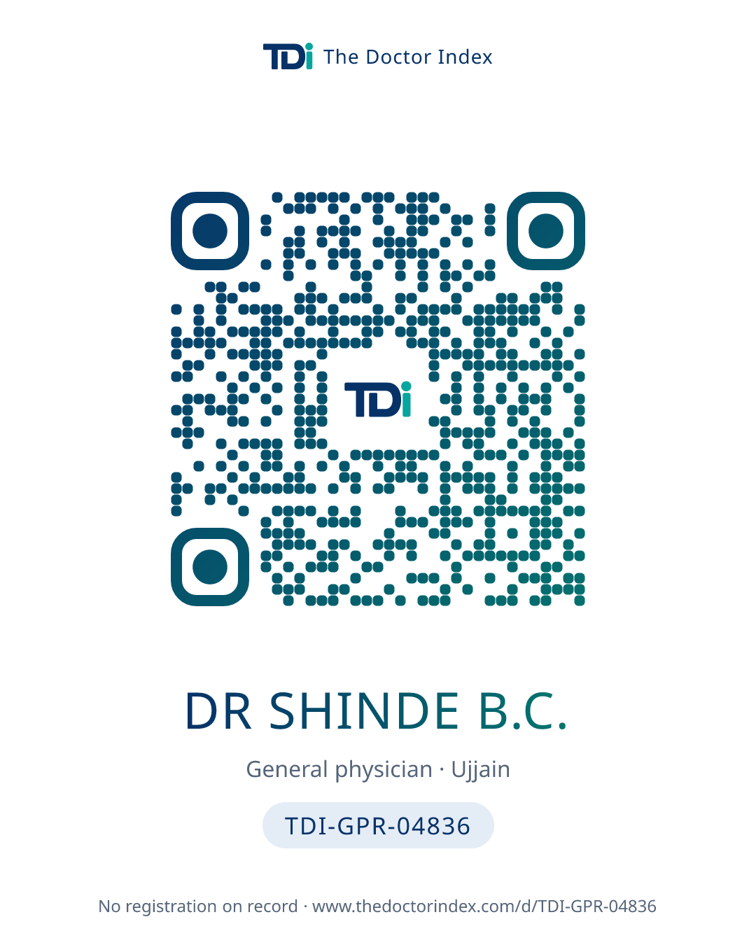 QR card for Dr Shinde B.C., TDI-GPR-04836