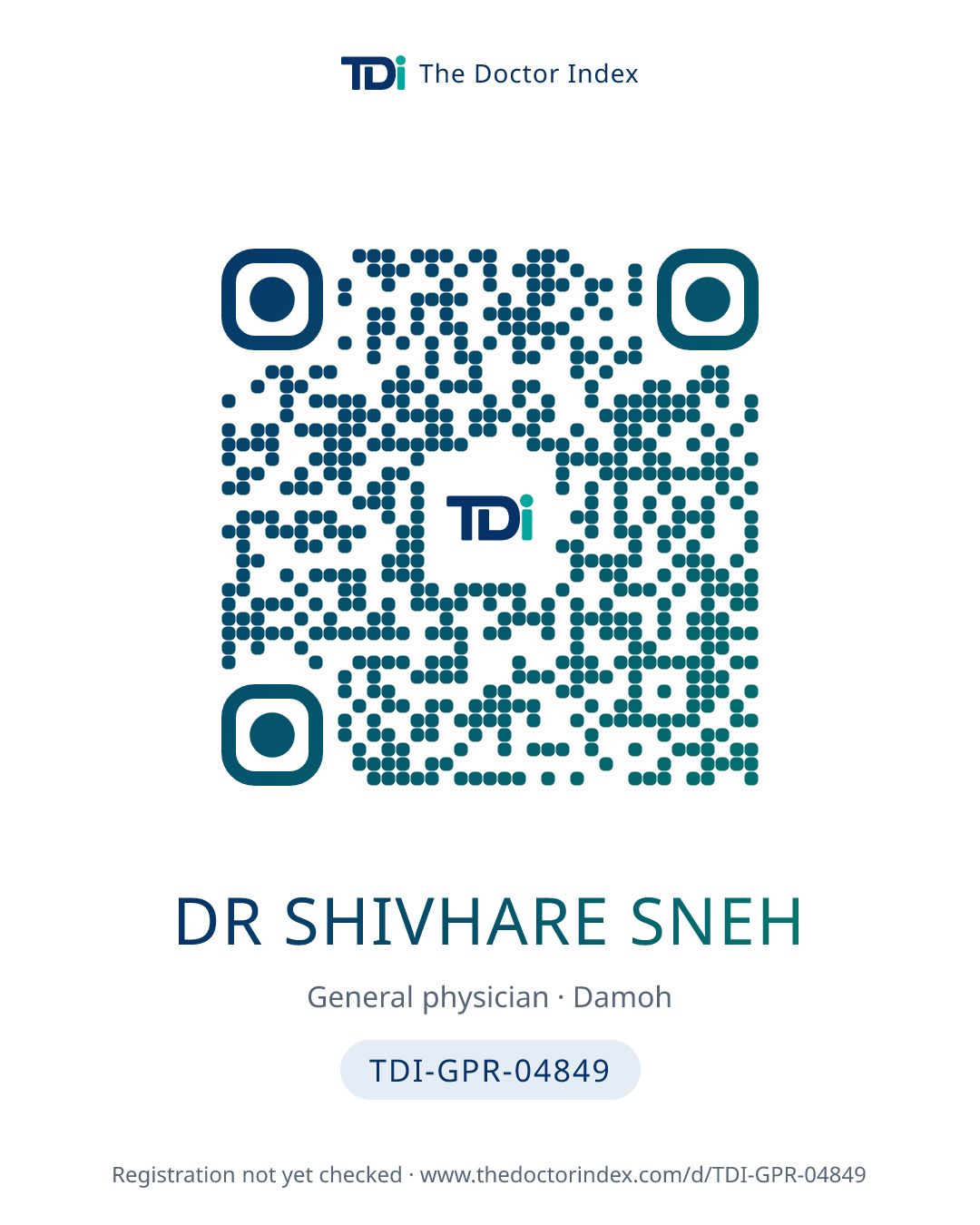 QR card for Dr Shivhare Sneh, TDI-GPR-04849