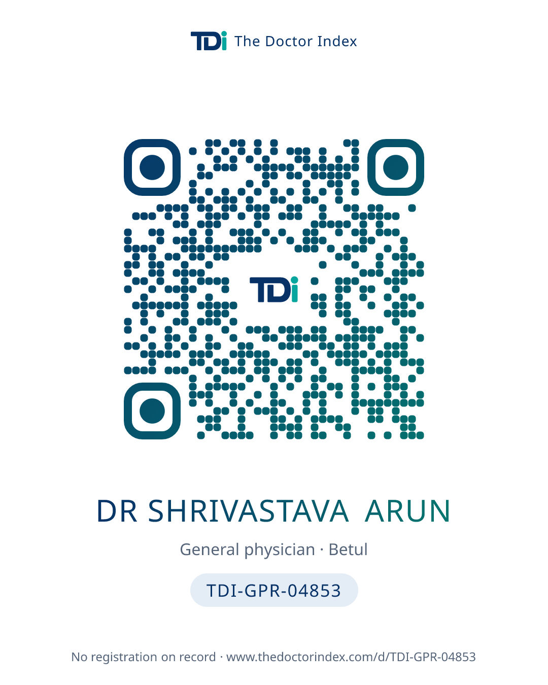 QR card for Dr Shrivastava Arun, TDI-GPR-04853