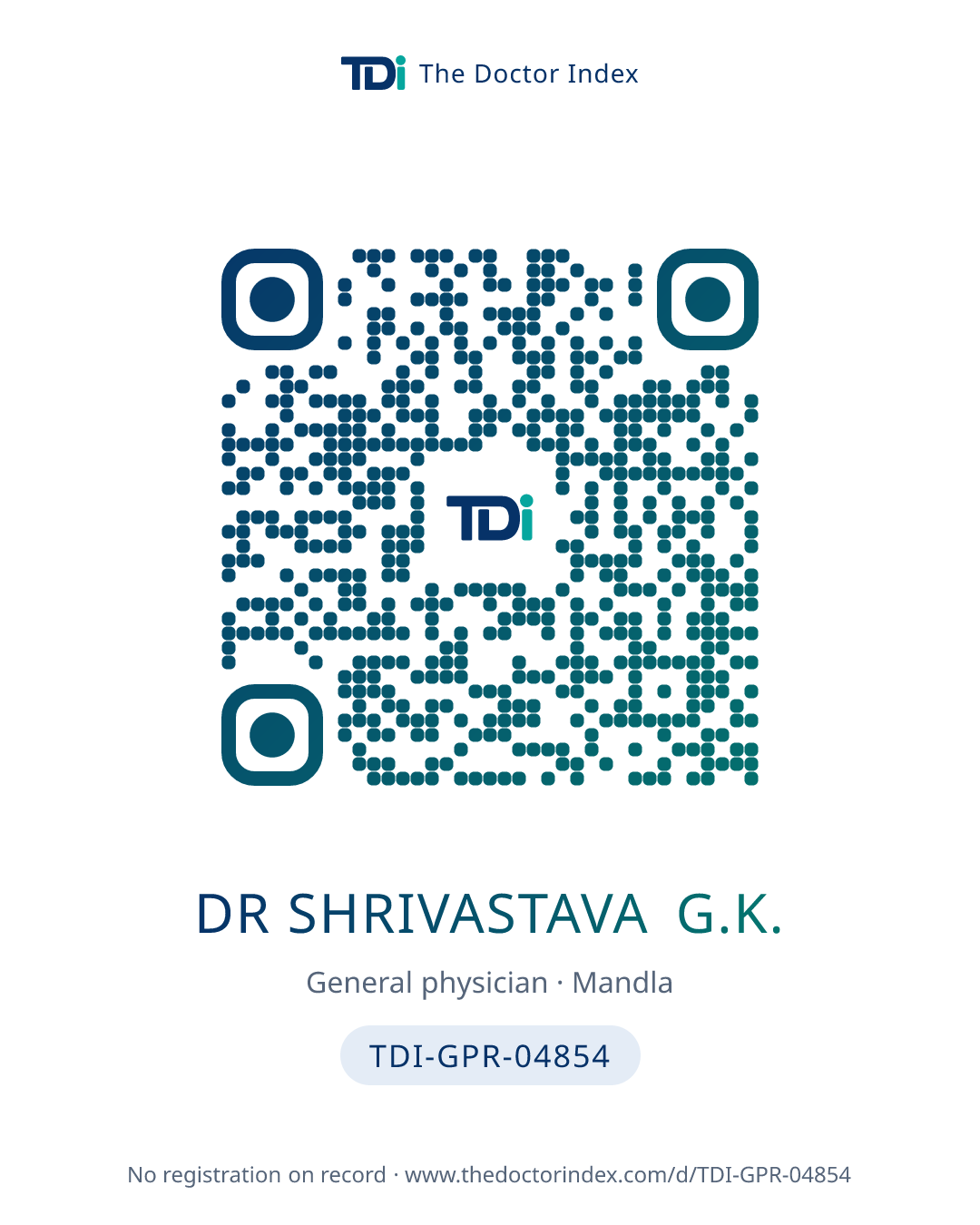 QR card for Dr Shrivastava G.K., TDI-GPR-04854