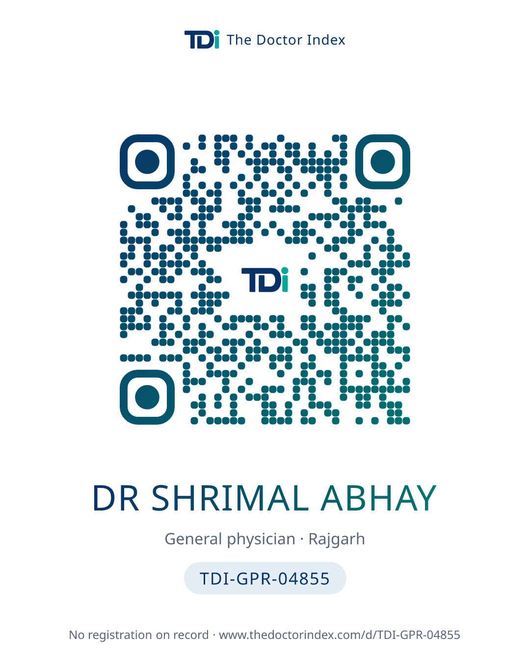 QR card for Dr Shrimal Abhay, TDI-GPR-04855