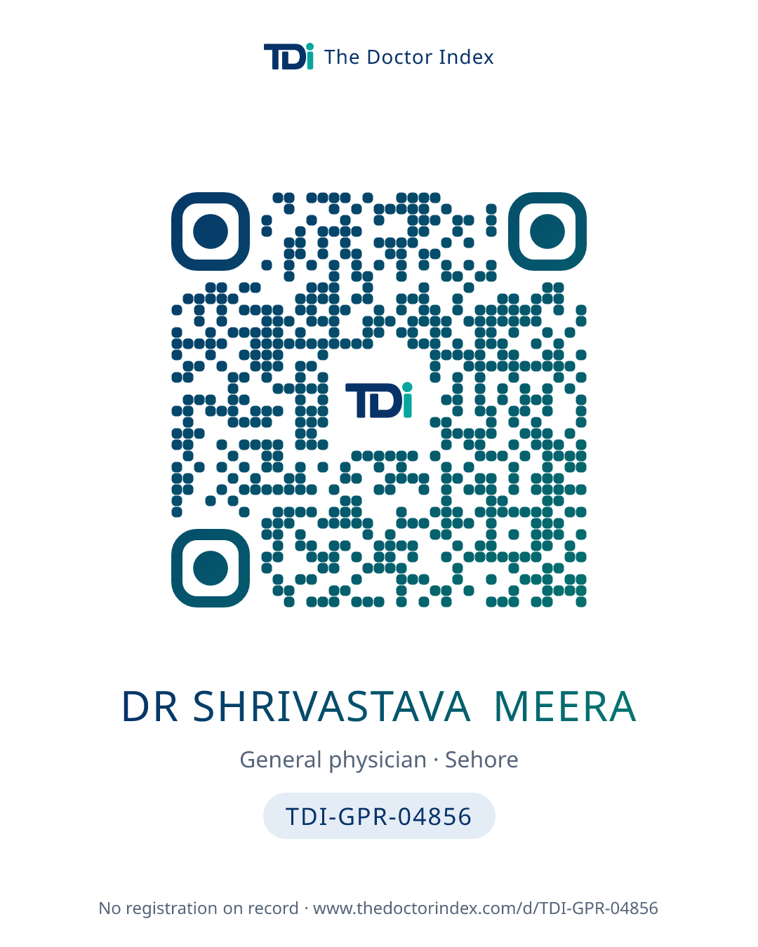 QR card for Dr Shrivastava Meera, TDI-GPR-04856