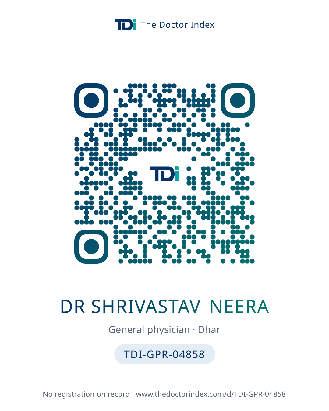 QR card for Dr Shrivastav Neera, TDI-GPR-04858