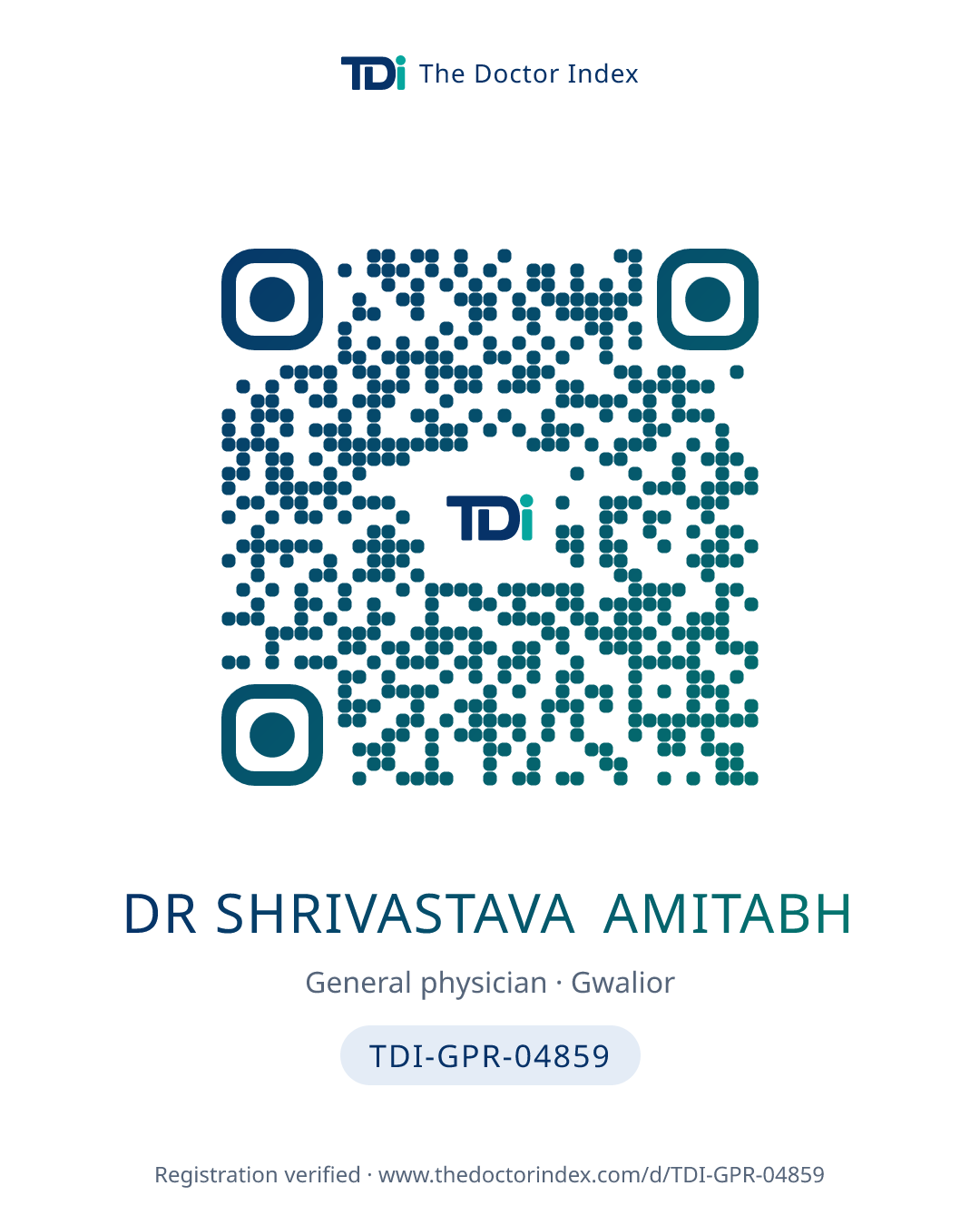 QR card for Dr Shrivastava Amitabh, TDI-GPR-04859