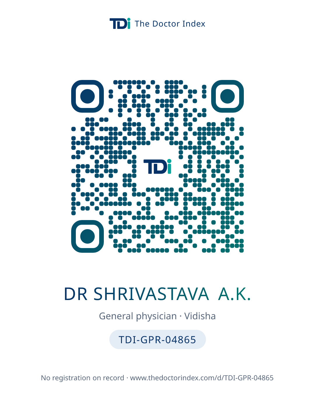 QR card for Dr Shrivastava A.K., TDI-GPR-04865