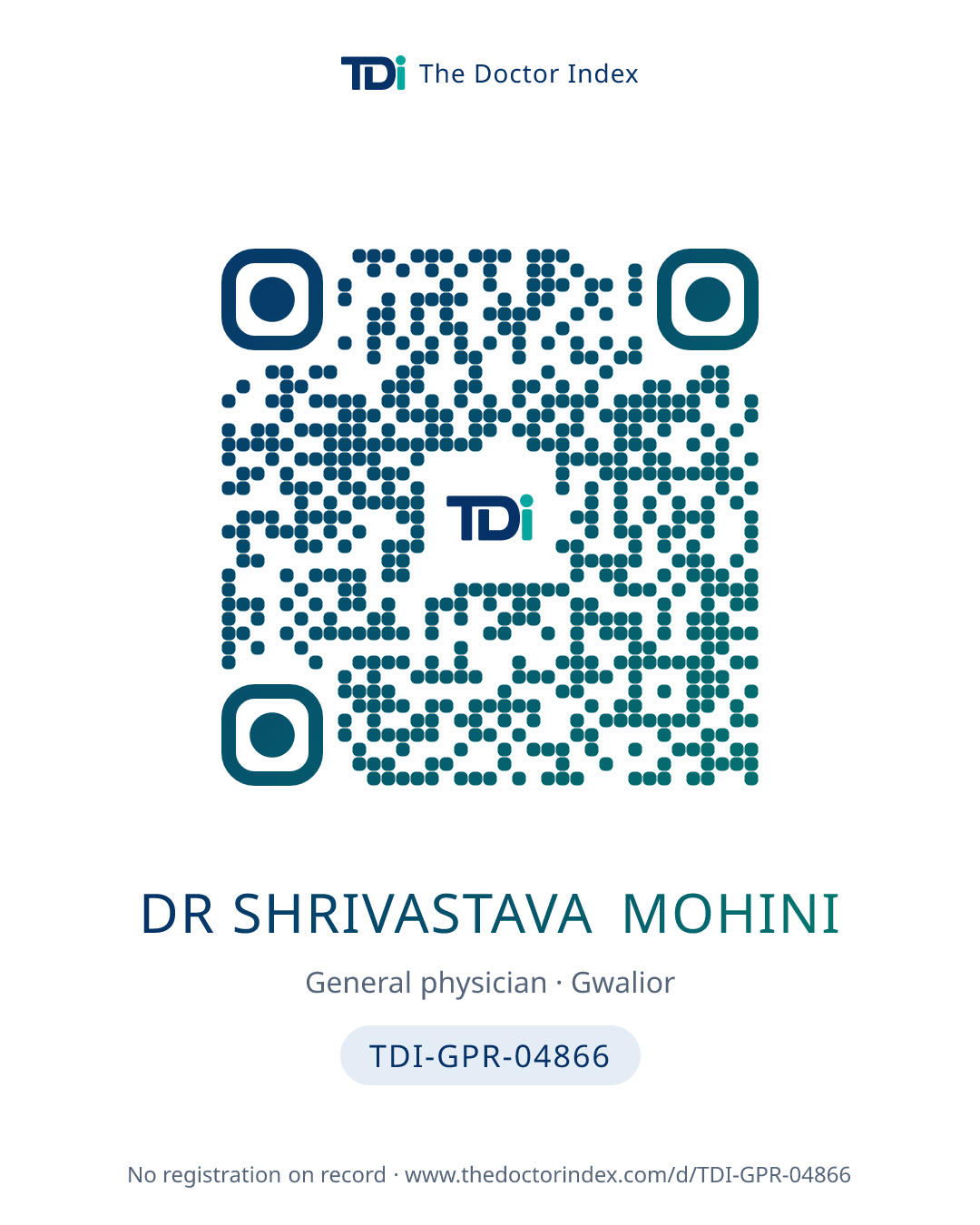 QR card for Dr Shrivastava Mohini, TDI-GPR-04866