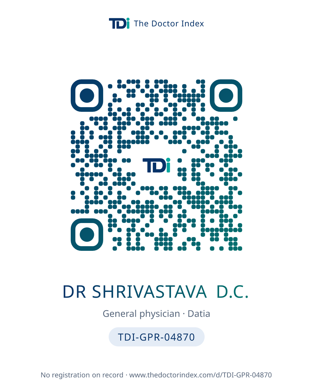 QR card for Dr Shrivastava D.C., TDI-GPR-04870