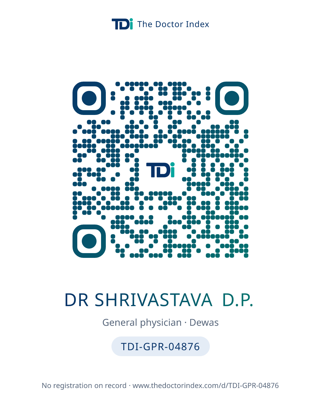 QR card for Dr Shrivastava D.P., TDI-GPR-04876
