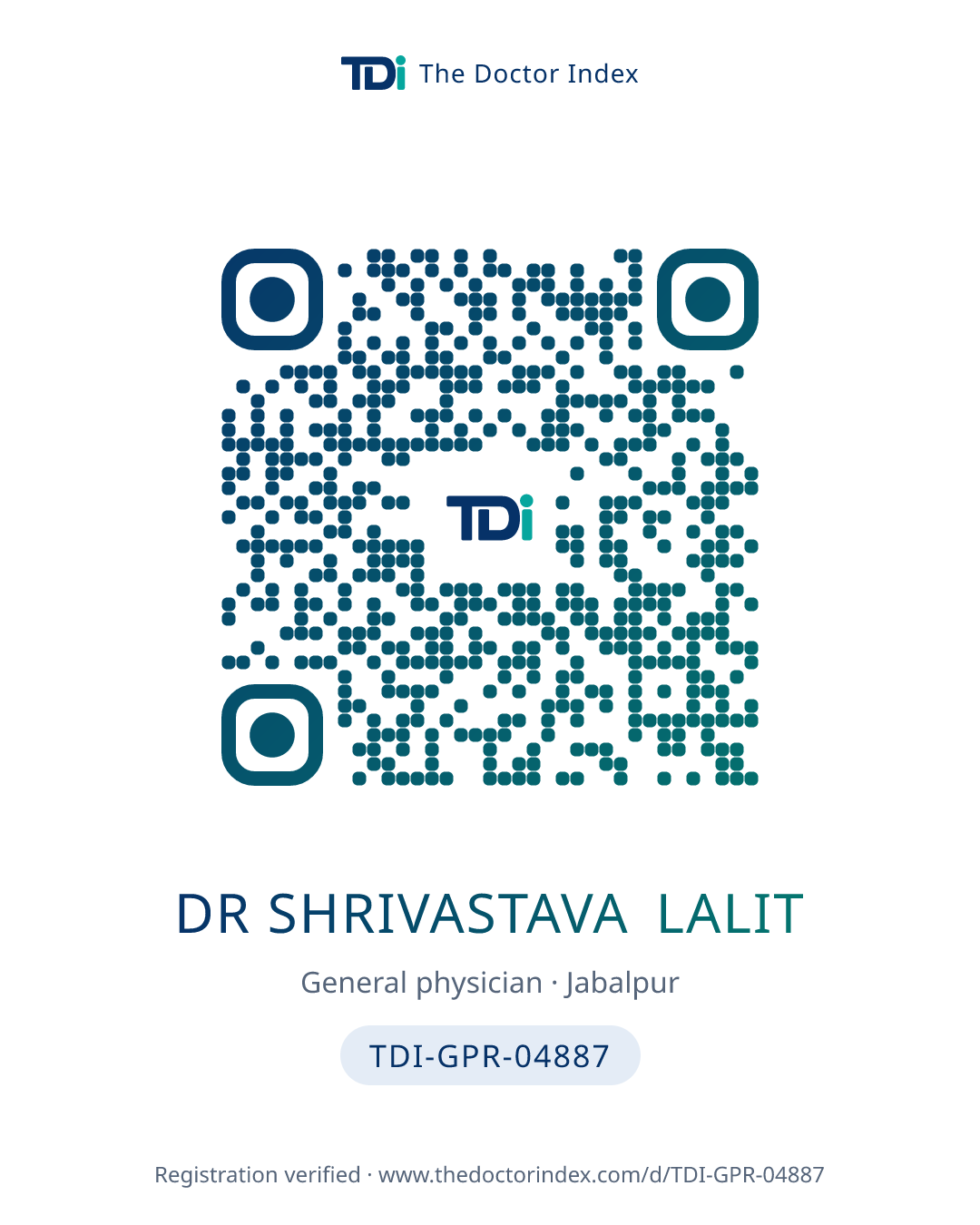 QR card for Dr Shrivastava Lalit, TDI-GPR-04887