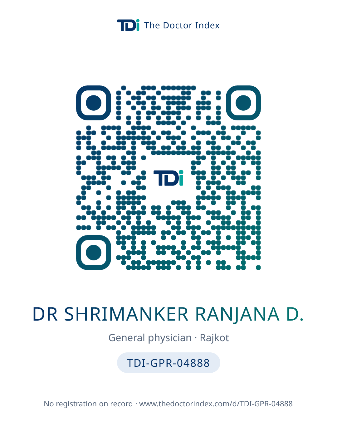 QR card for Dr Shrimanker Ranjana D., TDI-GPR-04888