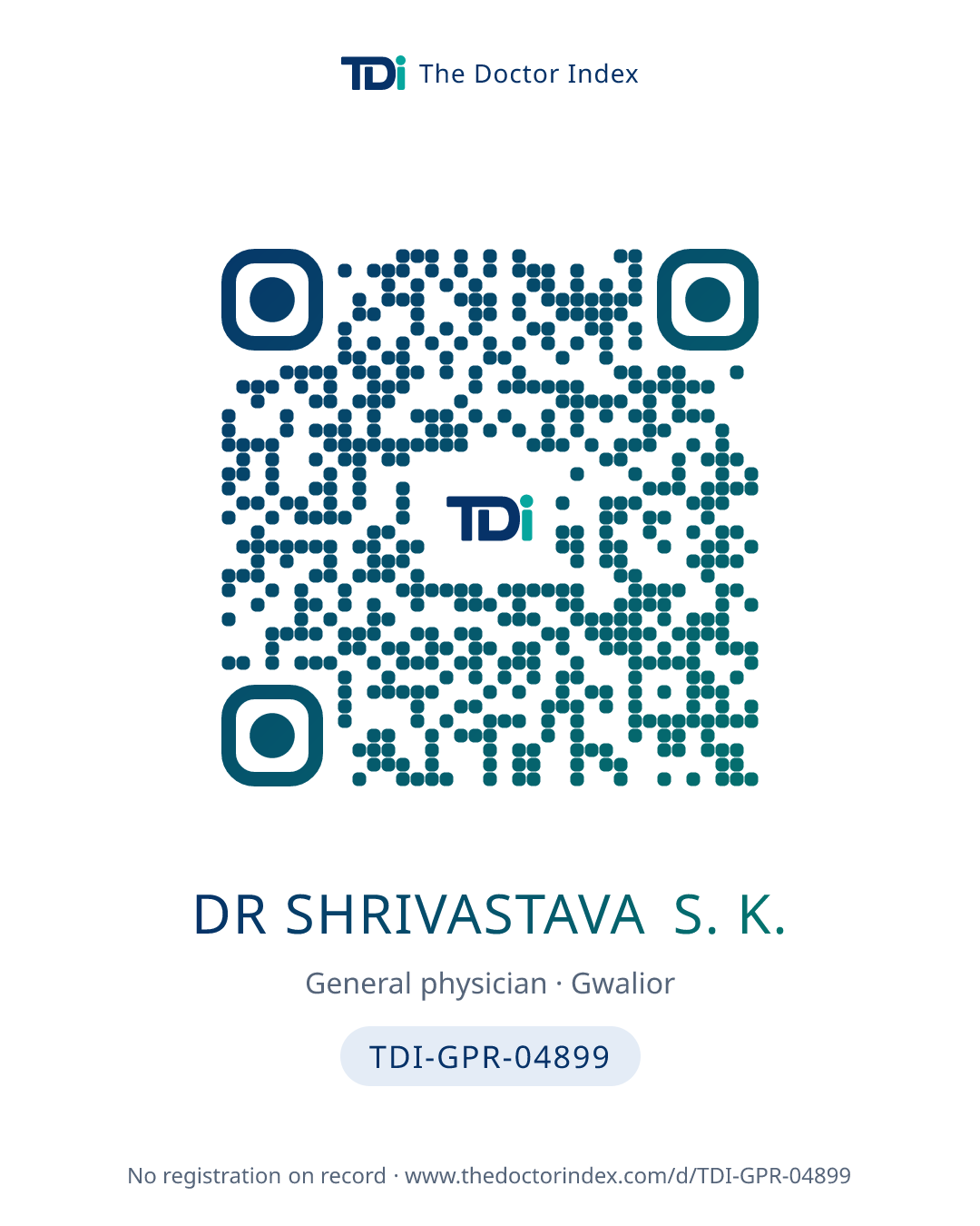 QR card for Dr Shrivastava S. K., TDI-GPR-04899