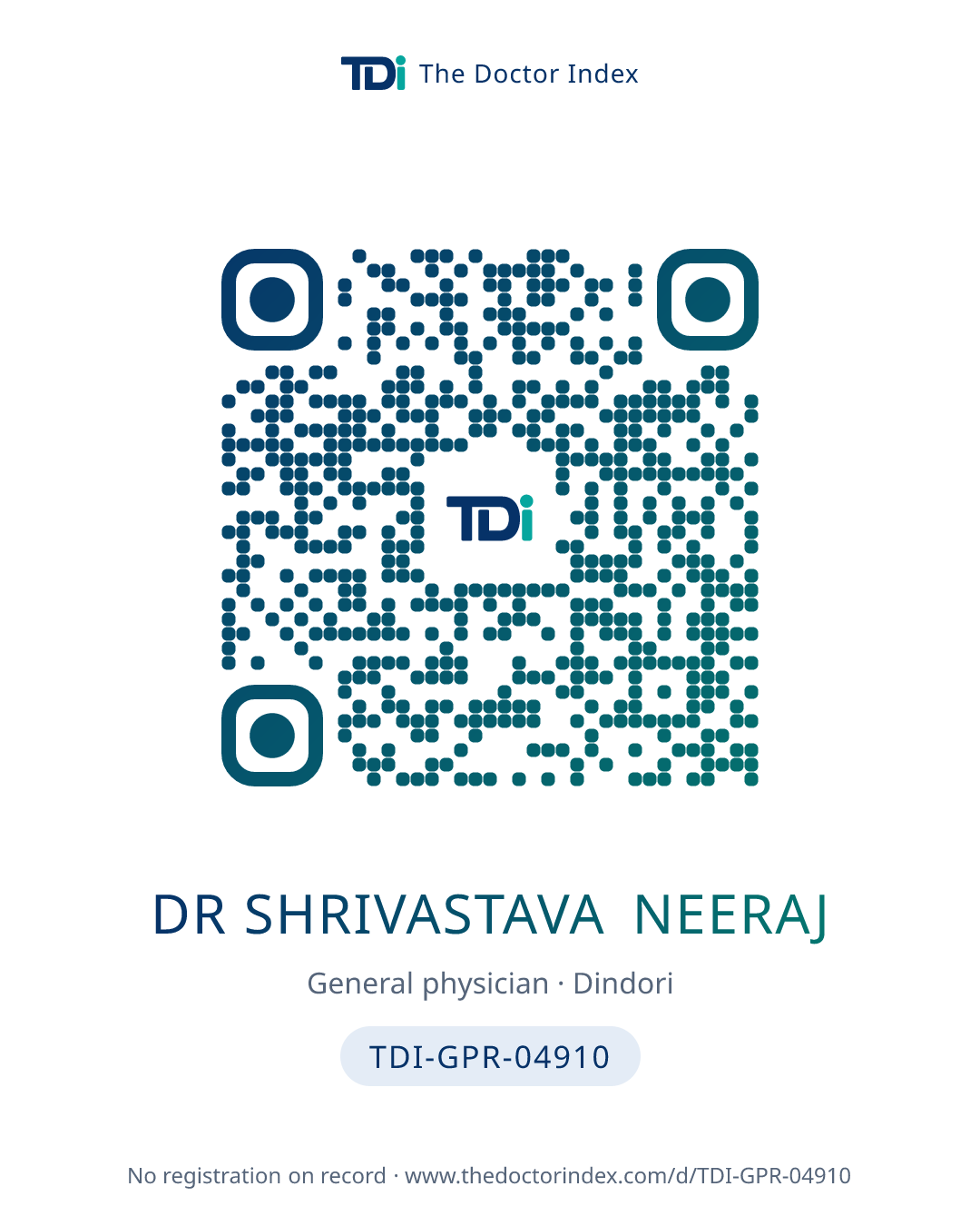 QR card for Dr Shrivastava Neeraj, TDI-GPR-04910