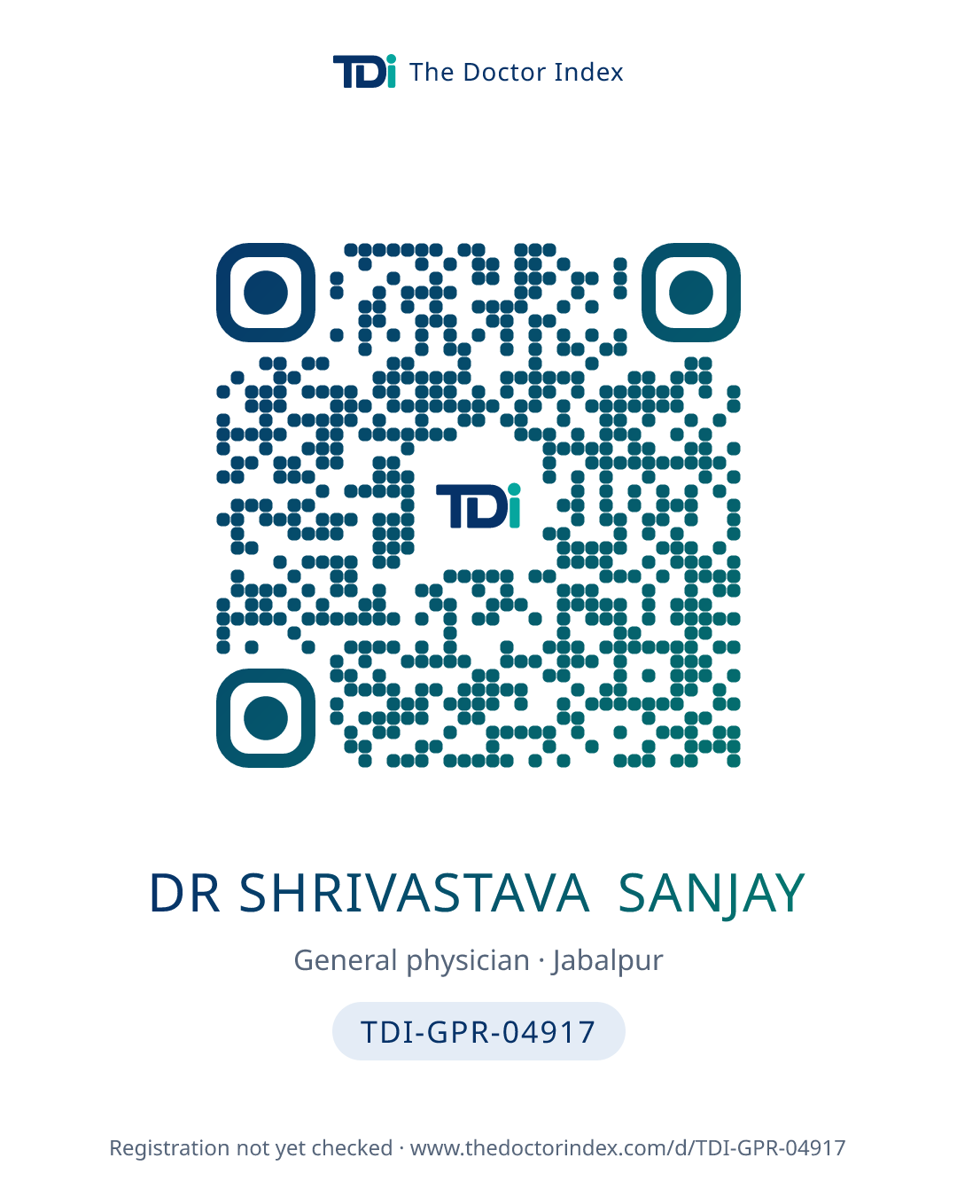 QR card for Dr Shrivastava Sanjay, TDI-GPR-04917