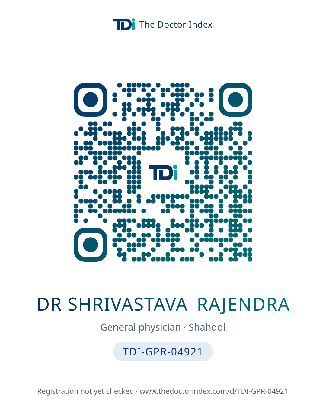 QR card for Dr Shrivastava Rajendra, TDI-GPR-04921