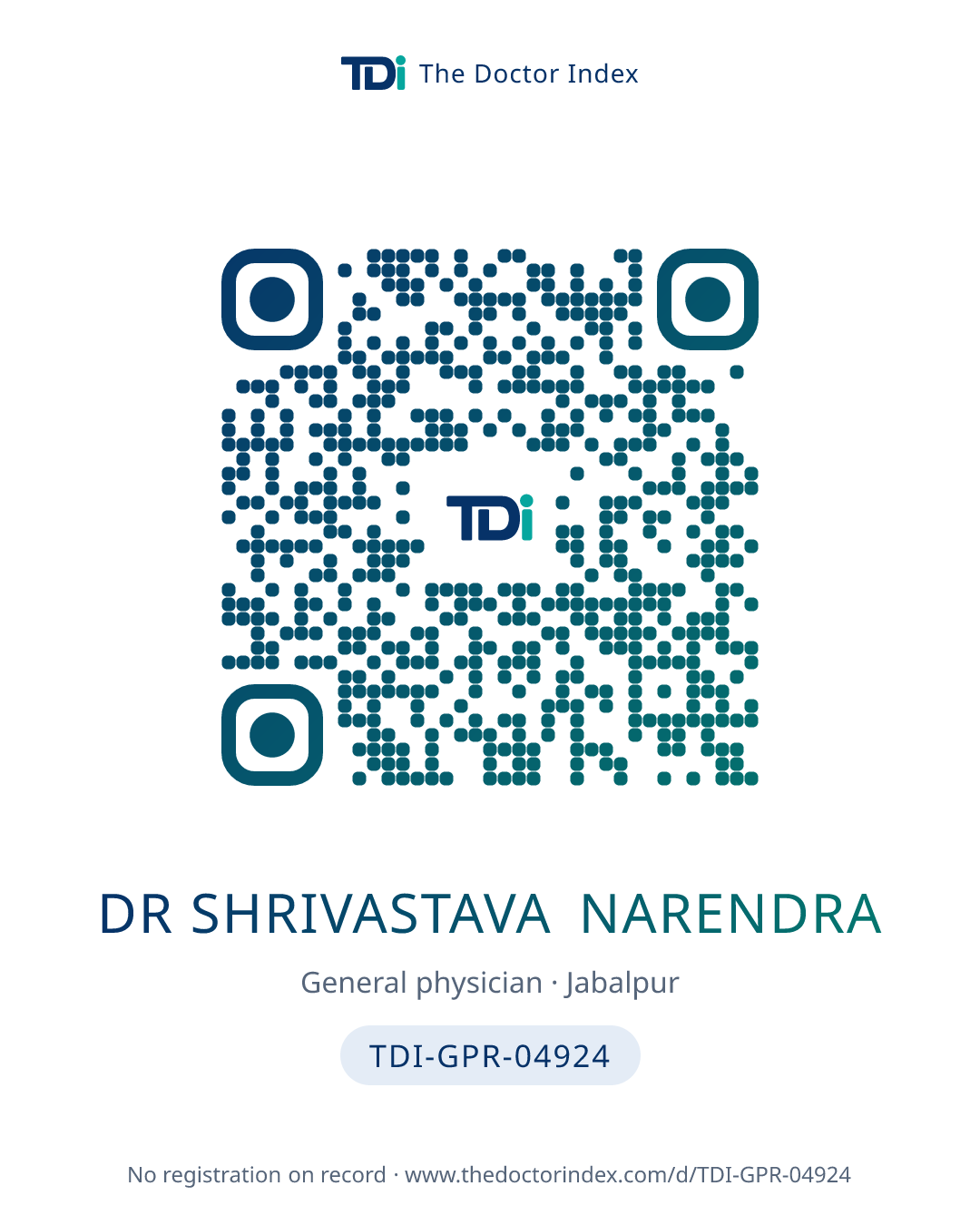 QR card for Dr Shrivastava Narendra, TDI-GPR-04924