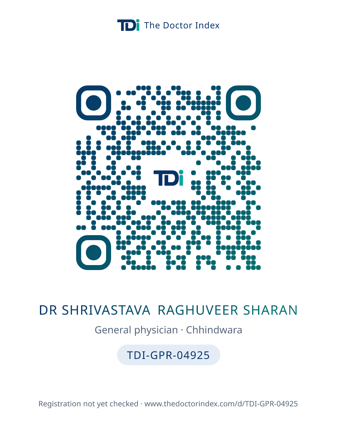 QR card for Dr Shrivastava Raghuveer Sharan, TDI-GPR-04925