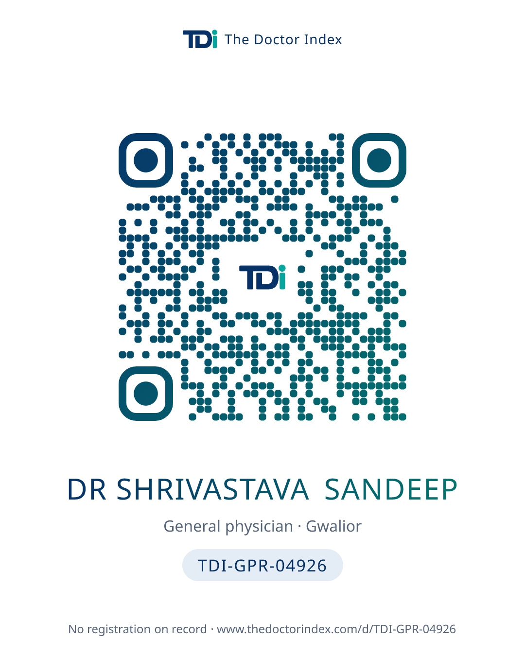 QR card for Dr Shrivastava Sandeep, TDI-GPR-04926