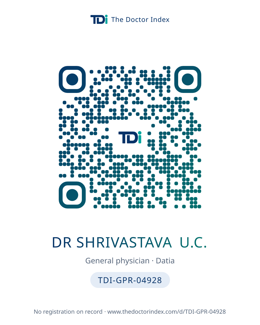 QR card for Dr Shrivastava U.C., TDI-GPR-04928