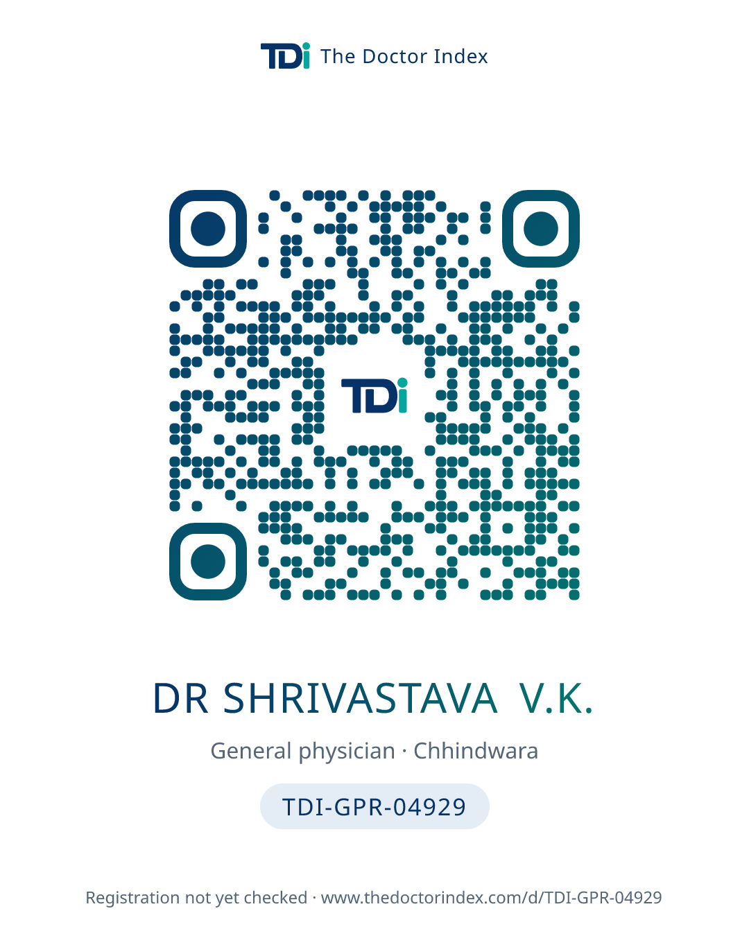 QR card for Dr Shrivastava V.K., TDI-GPR-04929