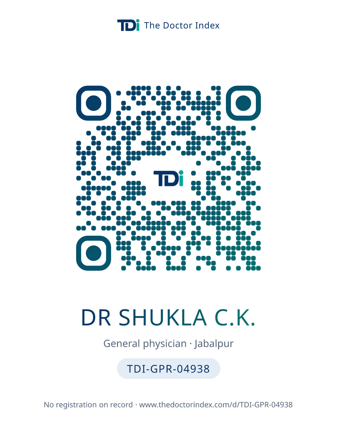 QR card for Dr Shukla C.K., TDI-GPR-04938