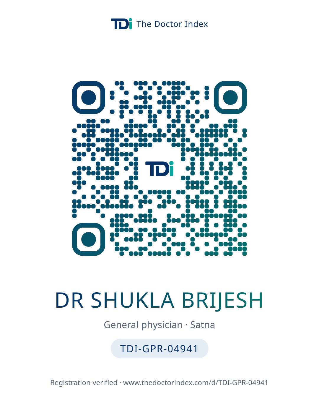 QR card for Dr Shukla Brijesh, TDI-GPR-04941