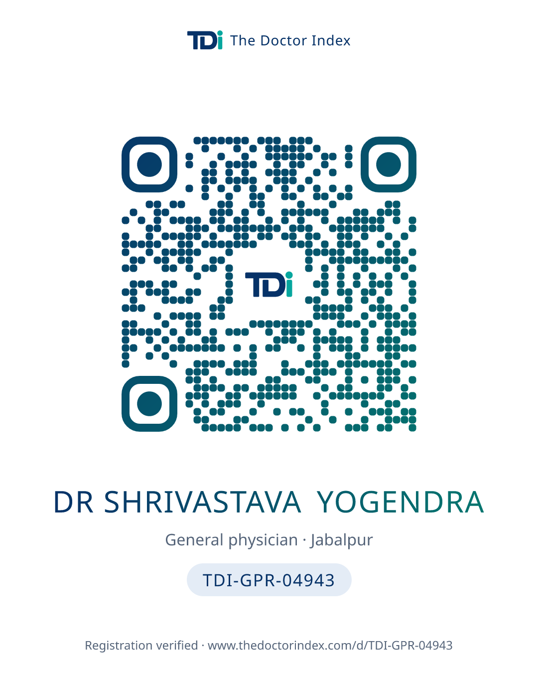 QR card for Dr Shrivastava Yogendra, TDI-GPR-04943