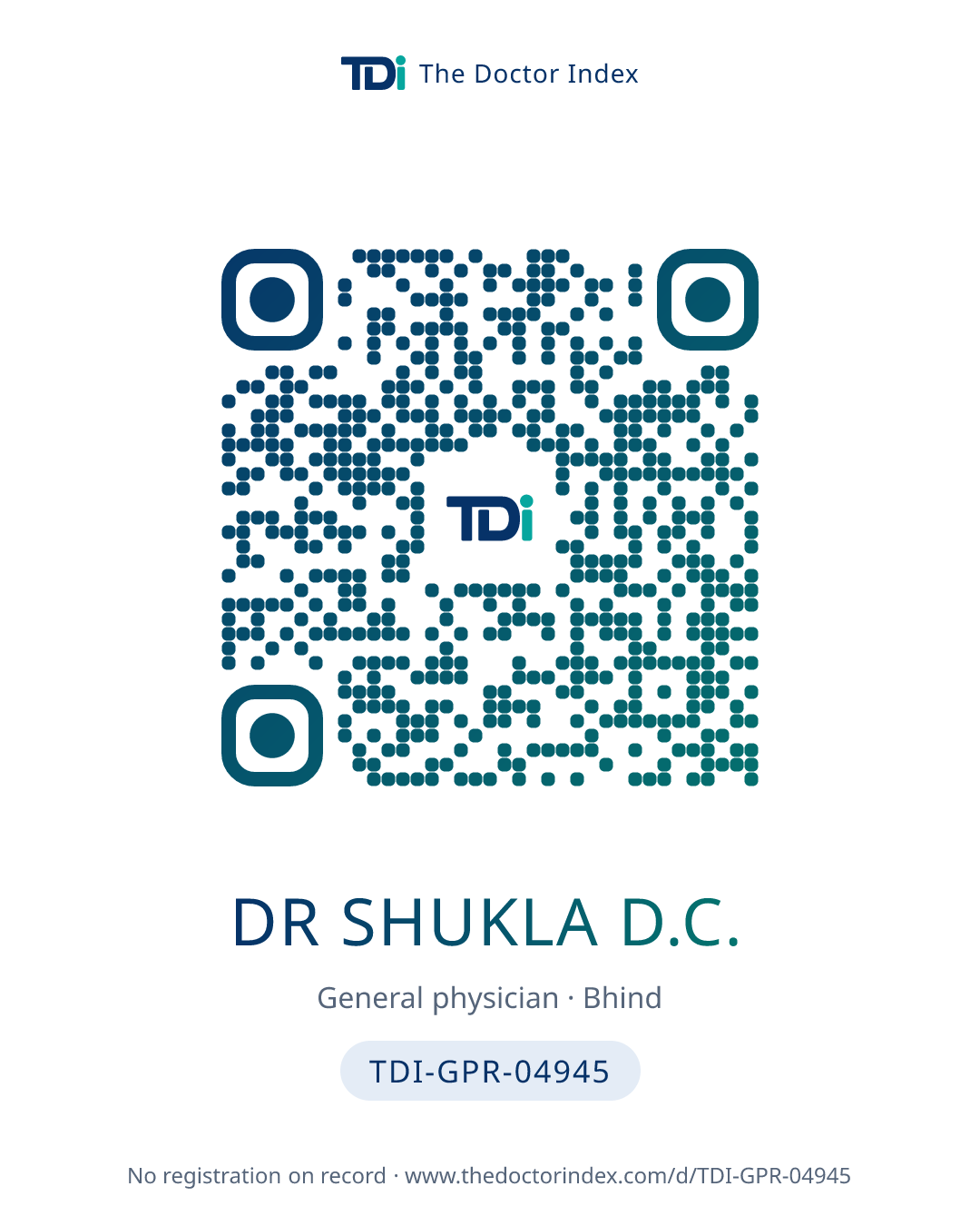 QR card for Dr Shukla D.C., TDI-GPR-04945
