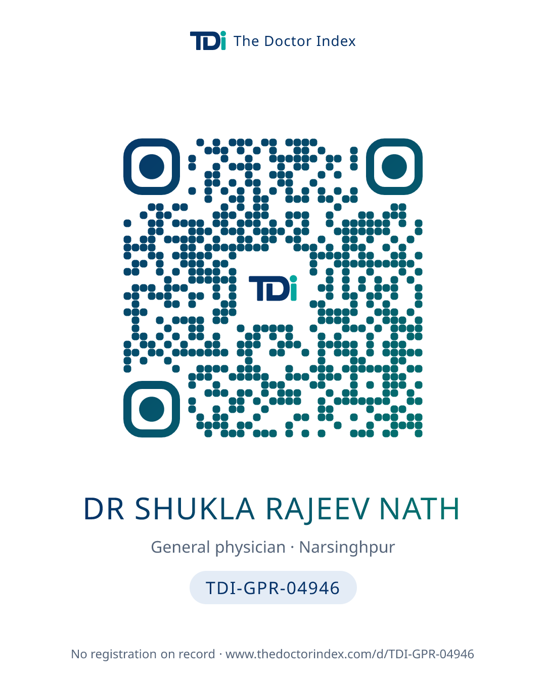 QR card for Dr Shukla Rajeev Nath, TDI-GPR-04946